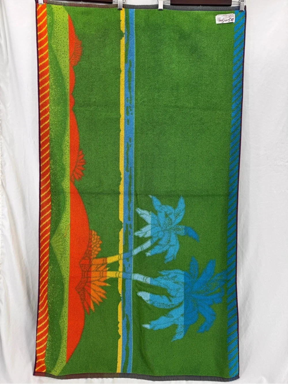 Vintage Seven Seas Tropical Palm Tree Beach Towel Retro Kitsch 70s/80s